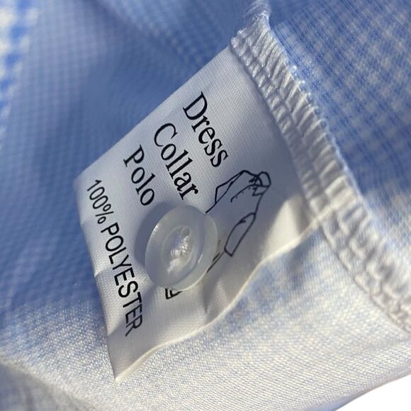 Collars & Co Polo Shirt Mens Large Blue Houndstooth Golf Preppy Dress Collar NEW - Picture 6 of 7